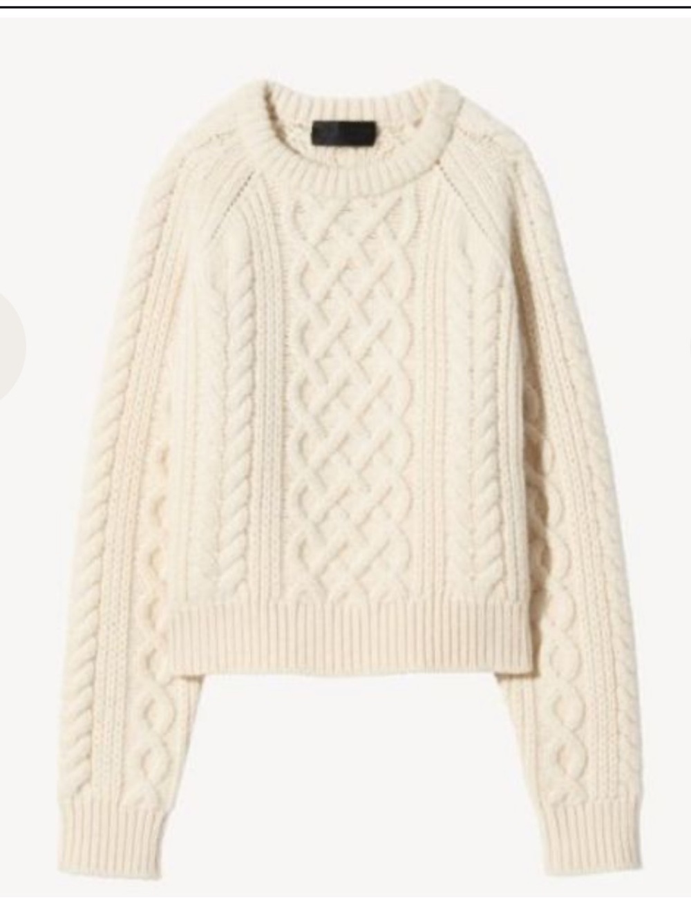 Nili Lotan Coras Cream Cable Knit Crewneck Sweater